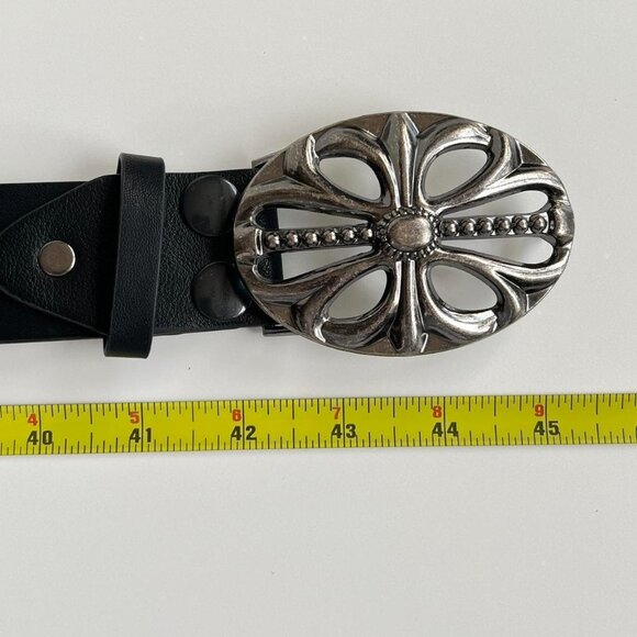 y2k 2000s vintage skeleton chrome cross studded goth emo black belt - Picture 7 of 7